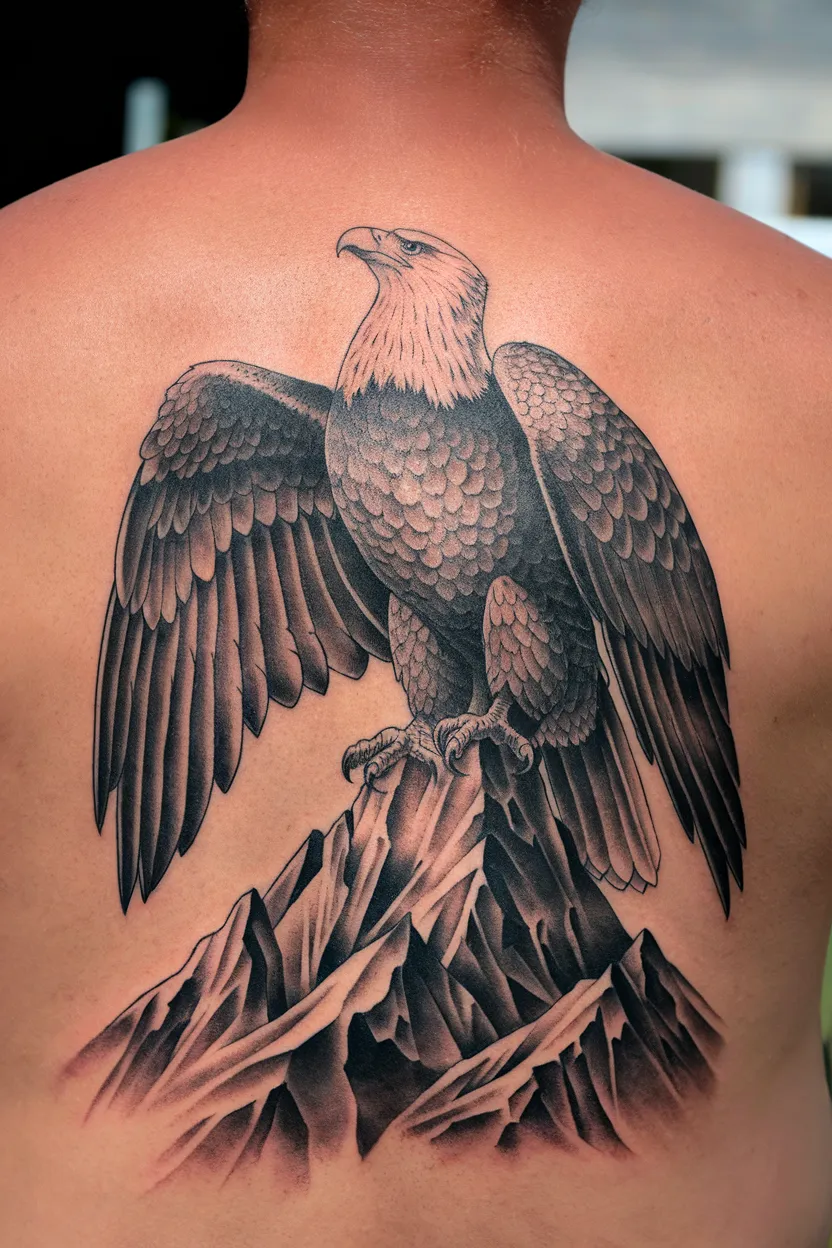 Majestic Eagle With Mountains in the Background