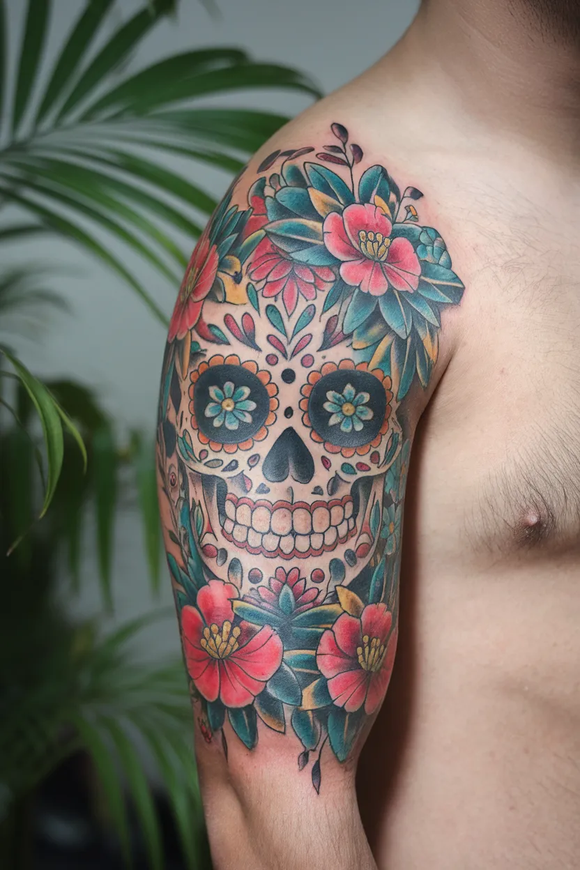 Colorful Floral Sugar Skull