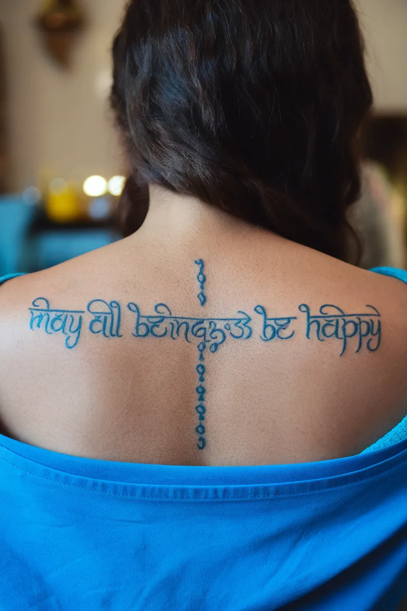 Sanskrit Script Down the Spine