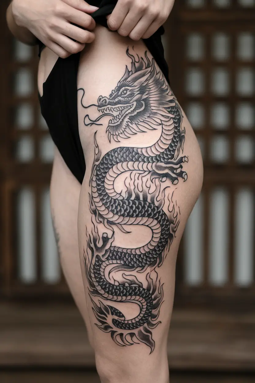 Chinese Dragon With Fire Elements