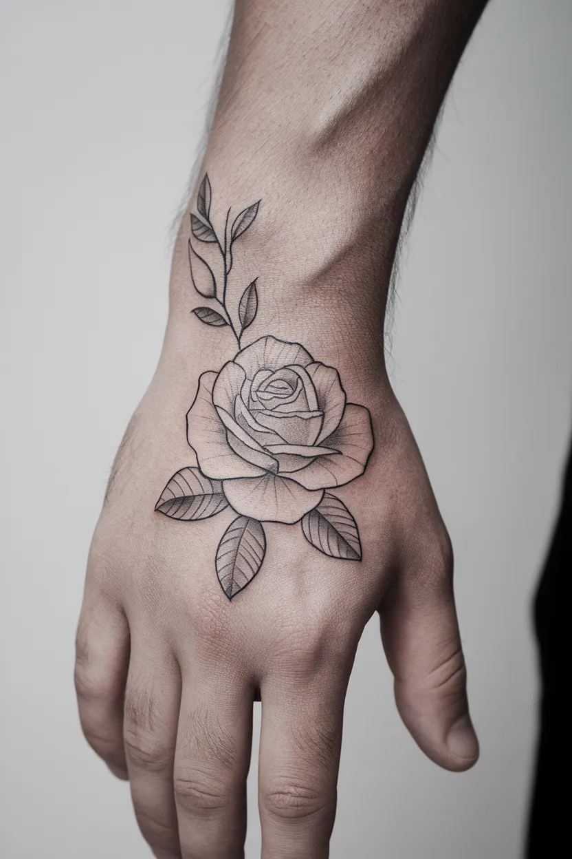 Rose Hand Tattoo
