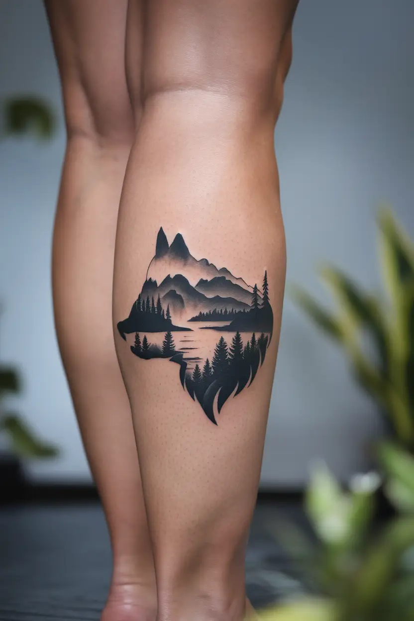 Wolf Landscape Tattoo