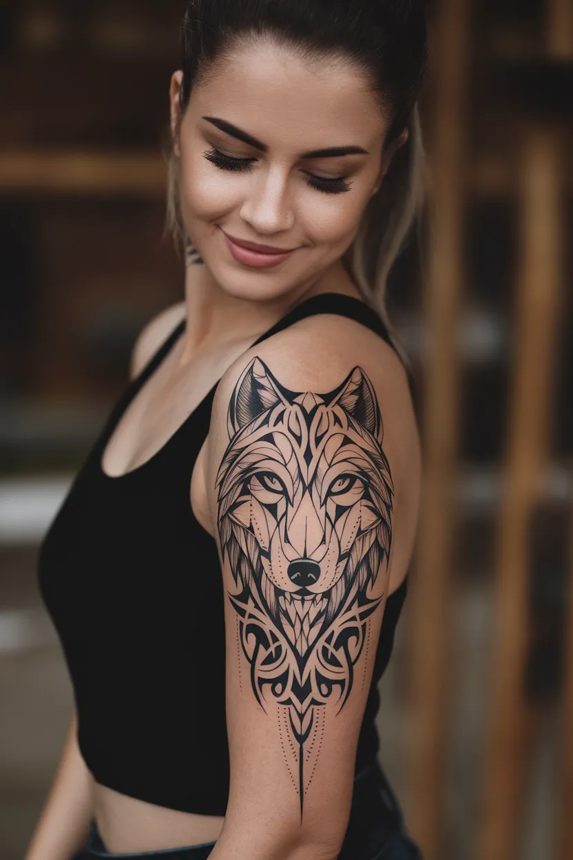 Tribal Wolf Tattoo for Women