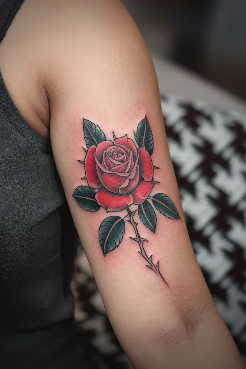 Single Red Rose Bloom
