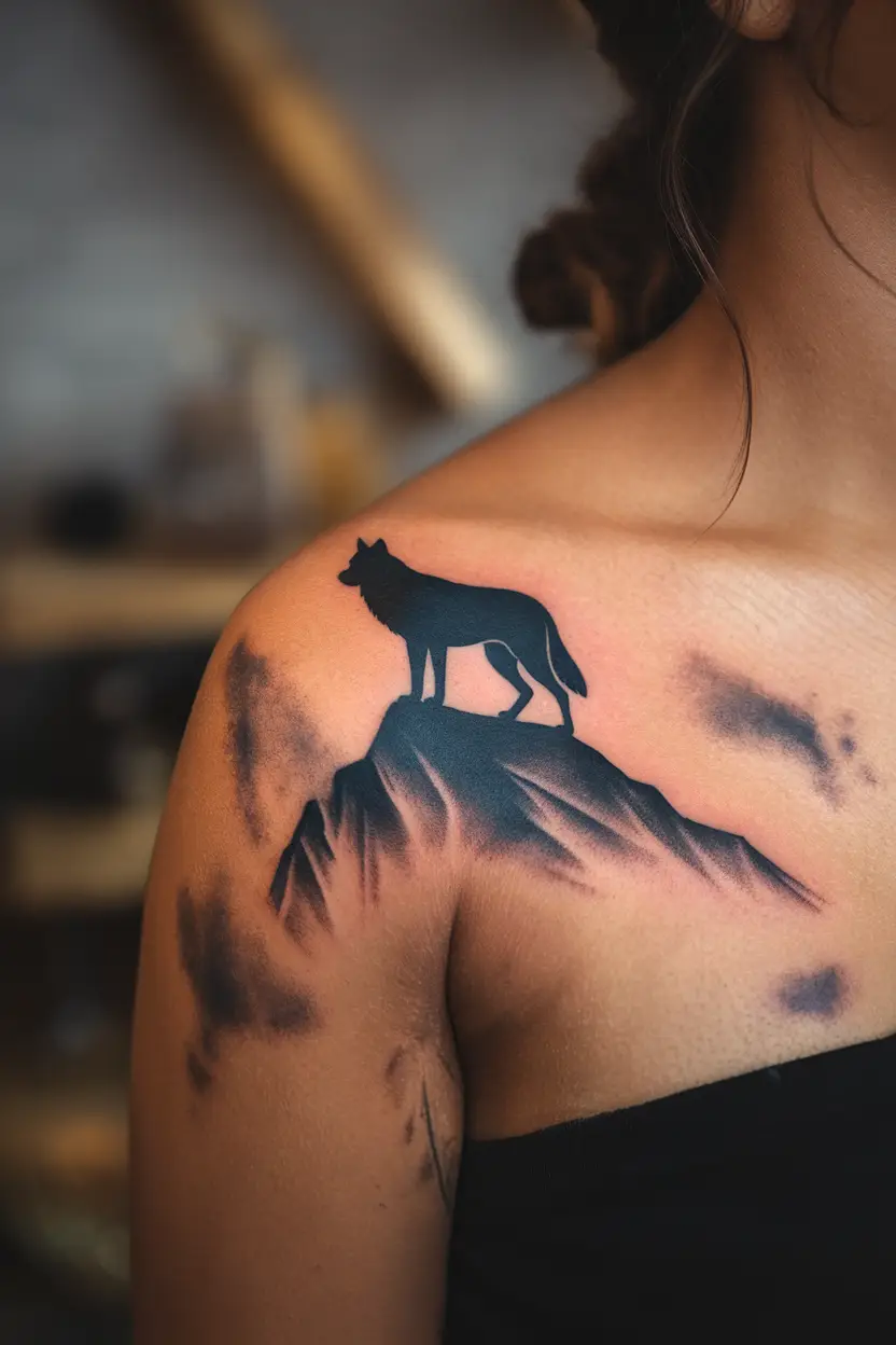 Lone Wolf Tattoo on the Chest