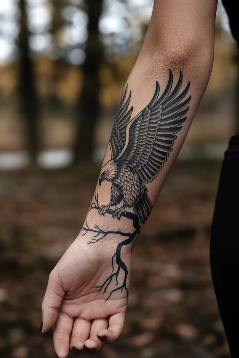 Bold Black Eagle Tattoo