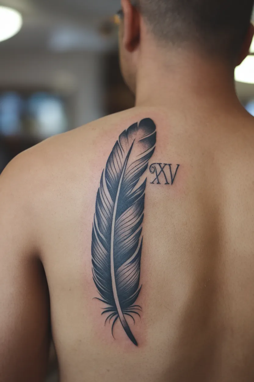 Roman Numeral With Feather Design