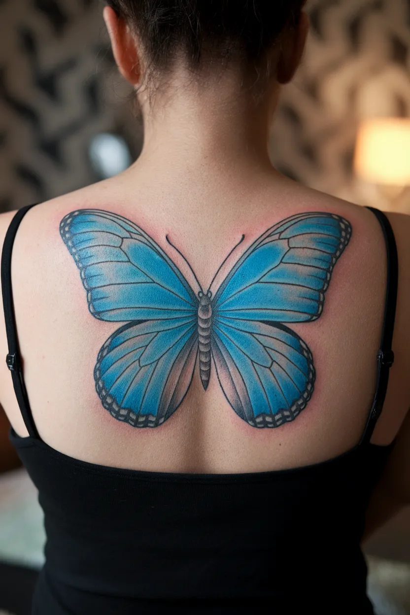 Large Blue Butterfly on the Back