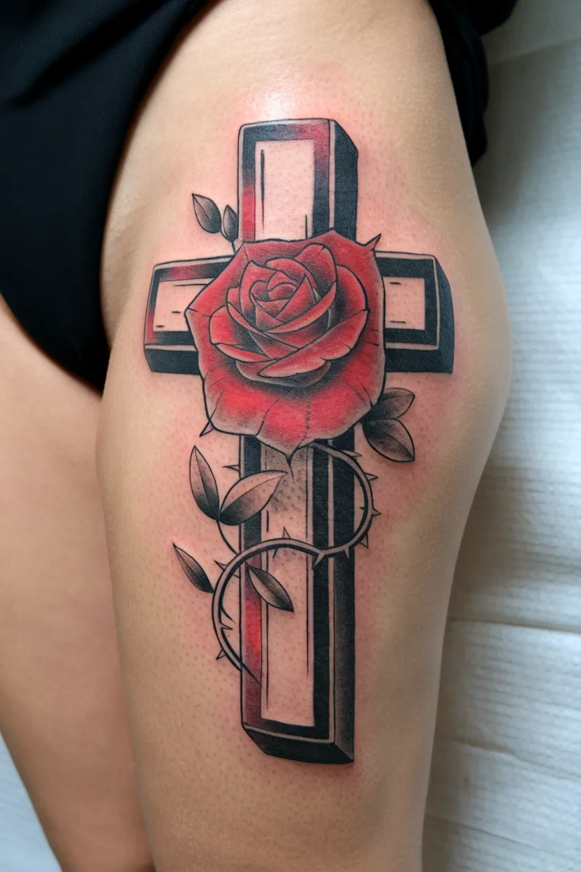 Red Rose and Cross Combination