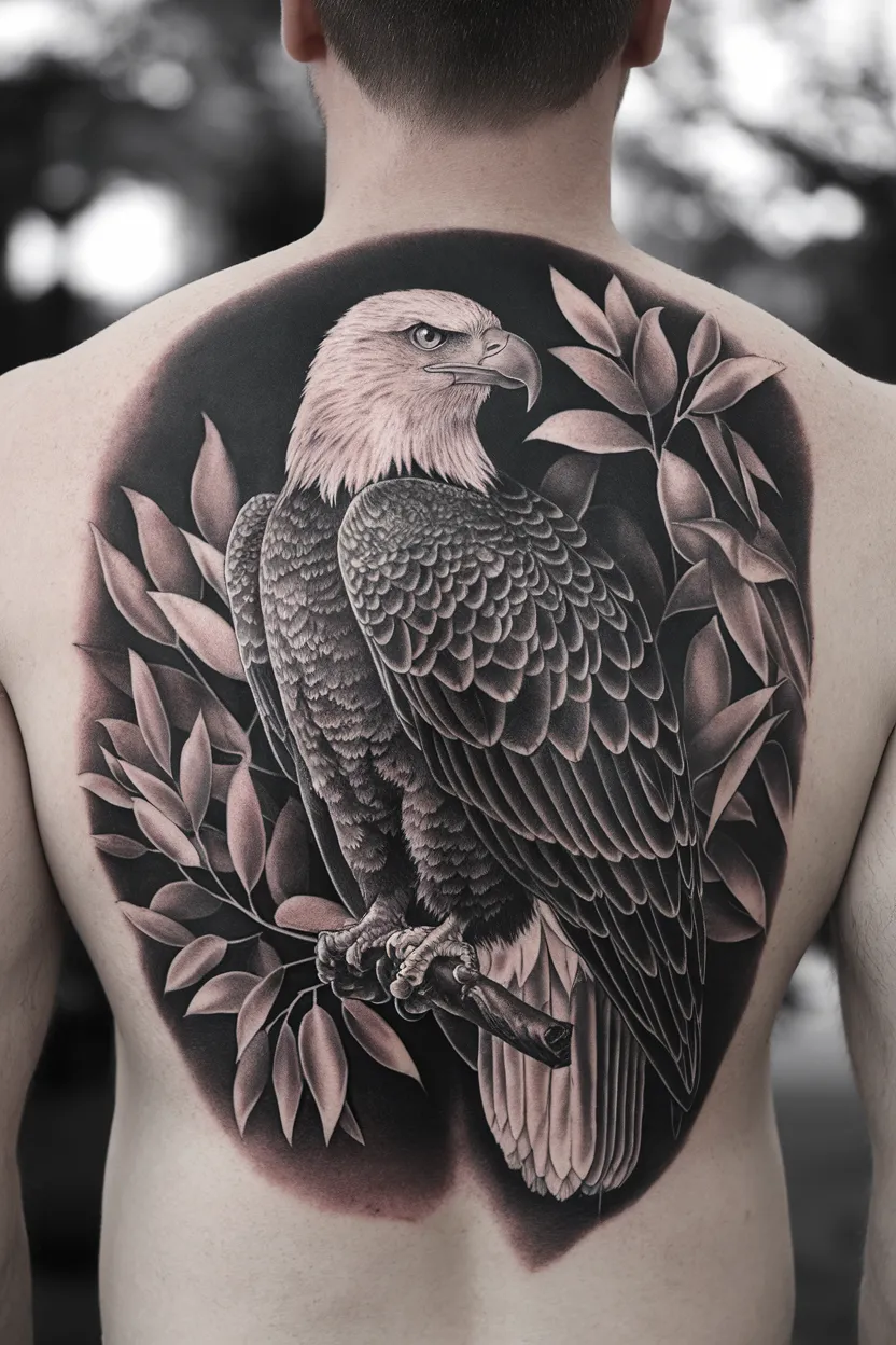 Realistic Black and White Eagle Portrait