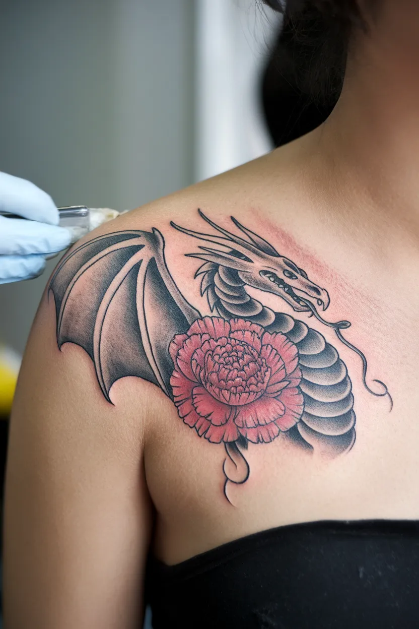 Carnation-Winged Dragon Shoulder Blade Piece