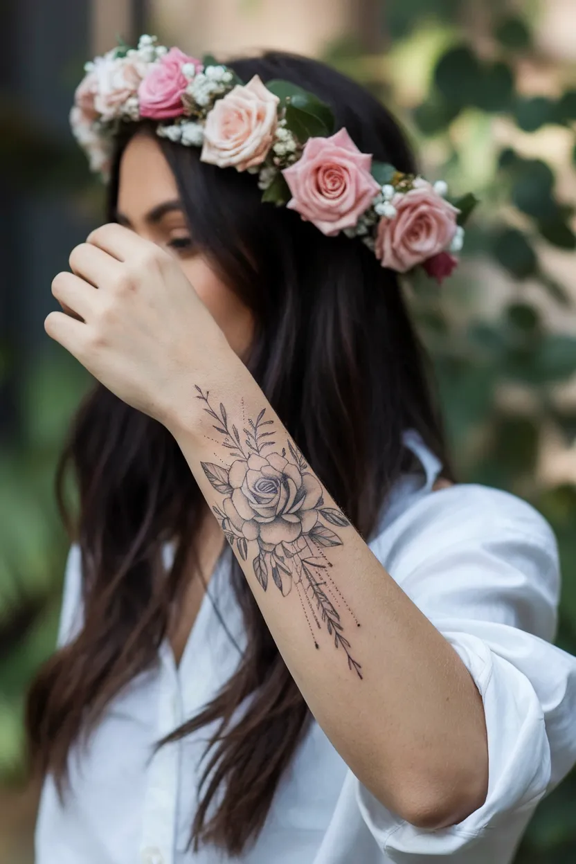 Floral Crown With Roses as Focal Point