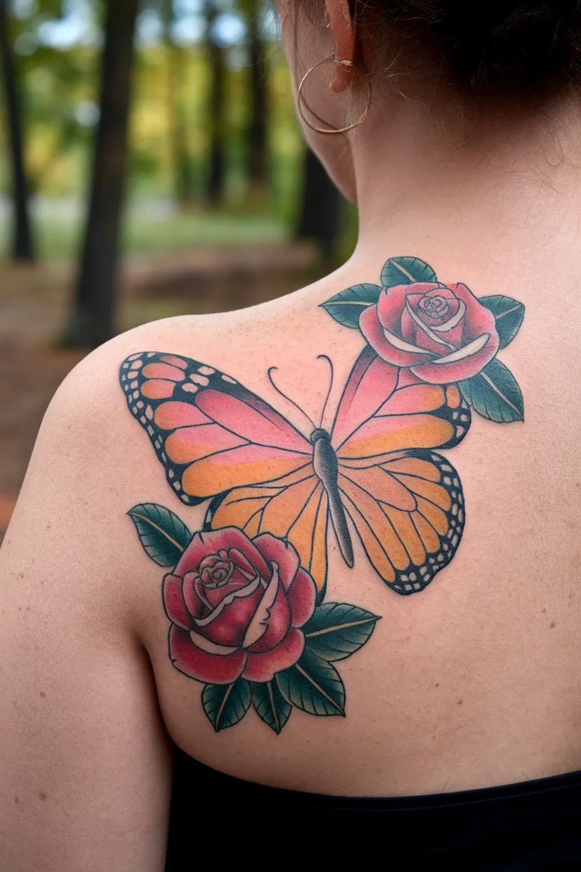 Butterfly With Rose