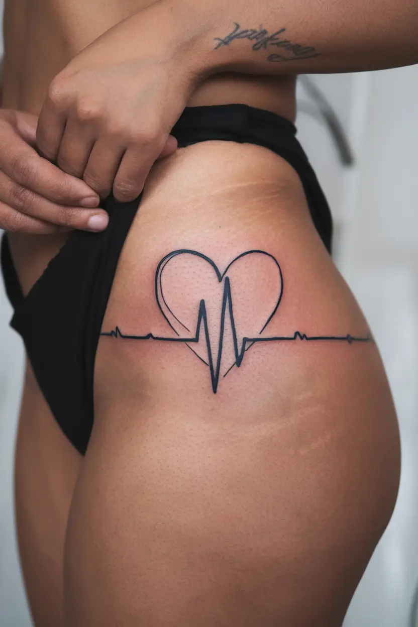 Heartbeat Line With Heart
