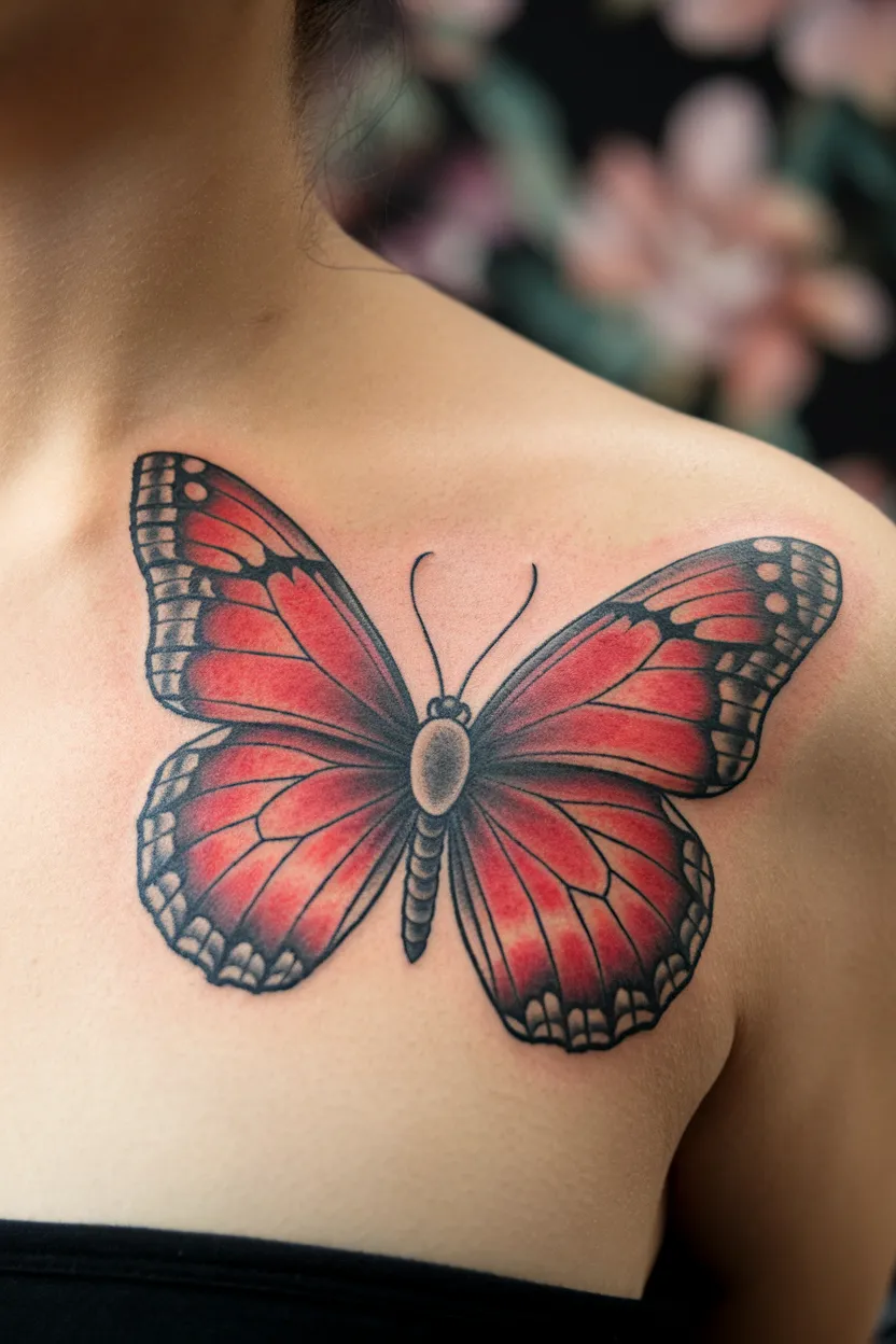 Vintage Style Red Butterfly