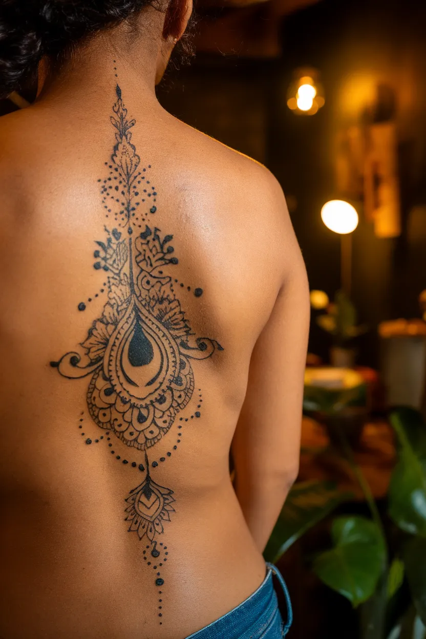 Henna-Inspired Spine Pattern