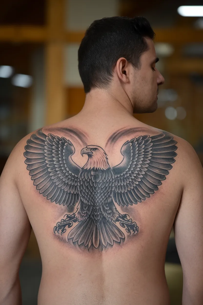 Soaring Eagle With Outstretched Wings