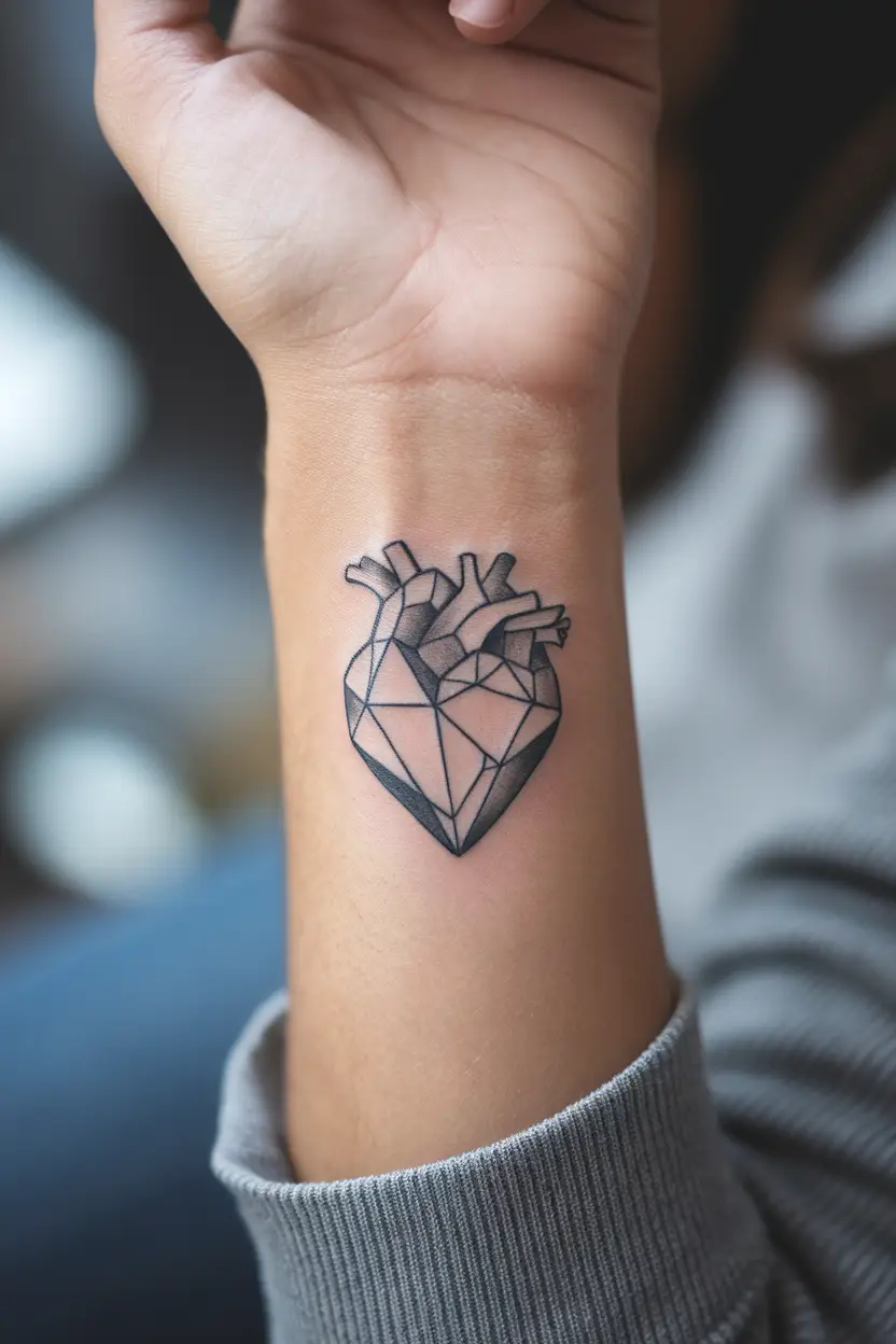 Geometric Heart Tattoo