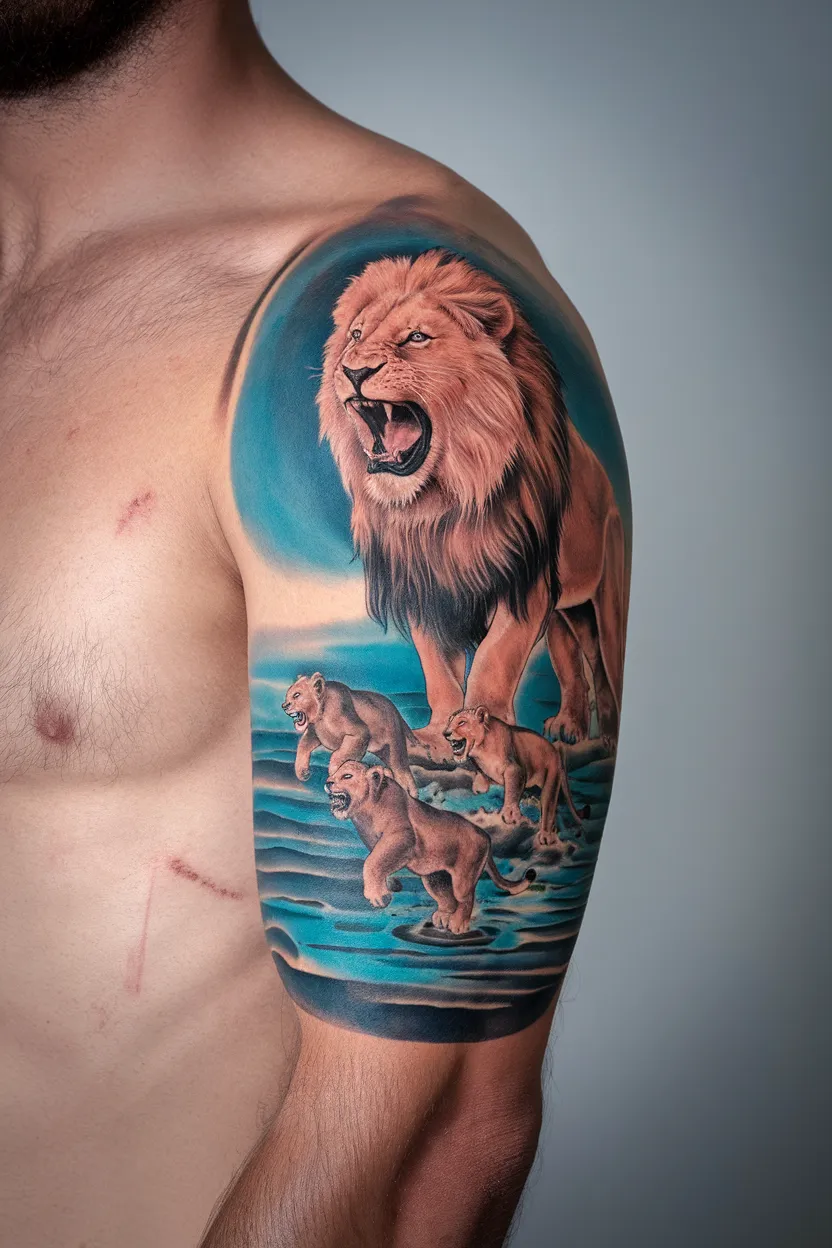 Lion Family Tattoo Design