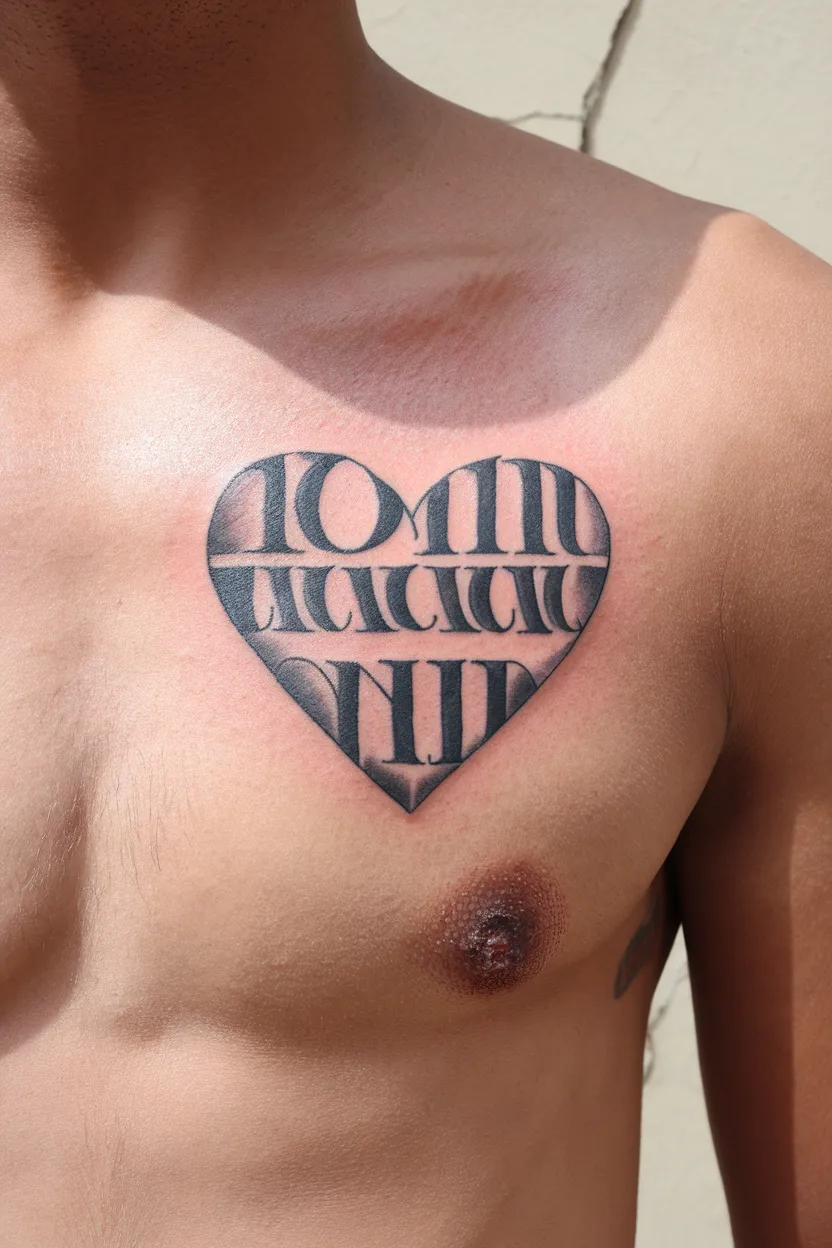 Roman Numeral Heart Tattoo