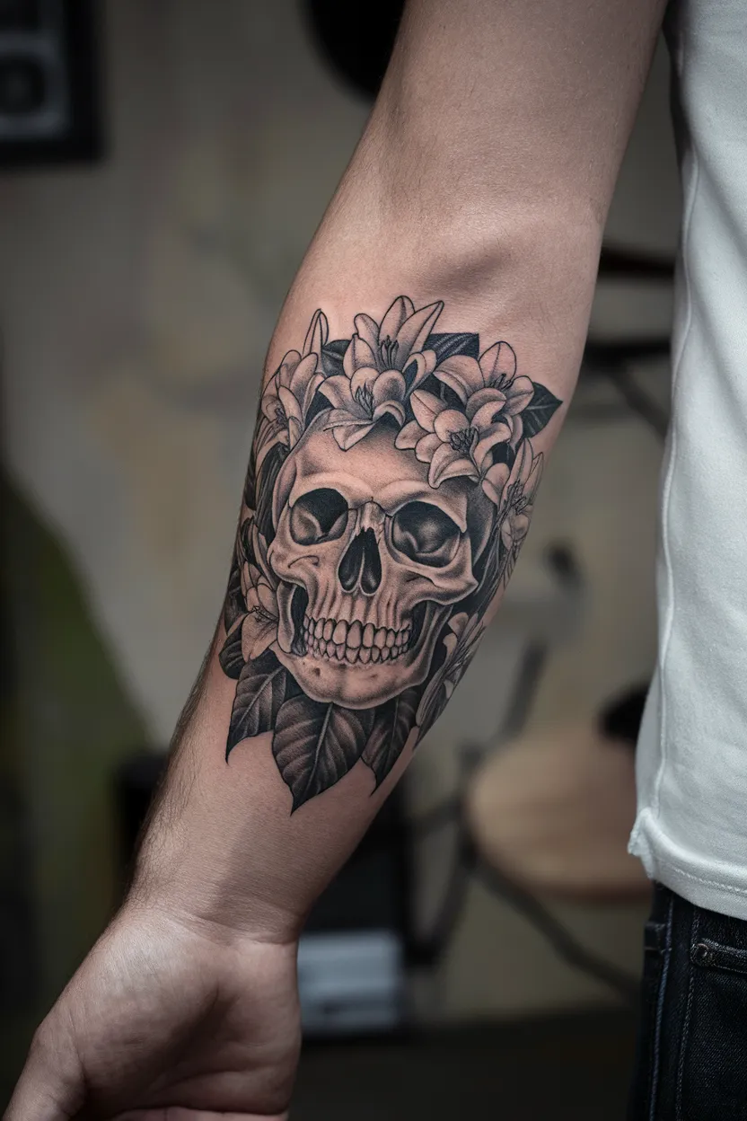 Lily of the Valley Skull Wreath