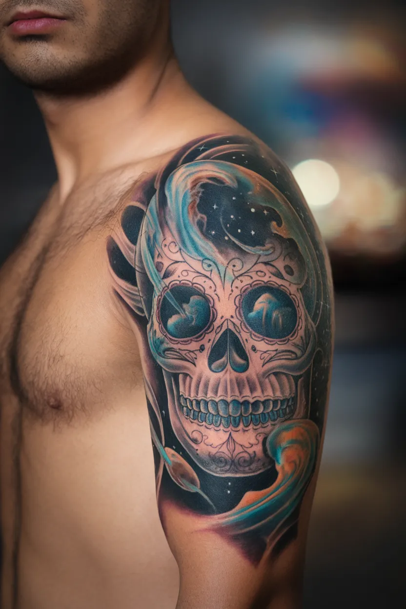 Cosmic Galaxy Sugar Skull