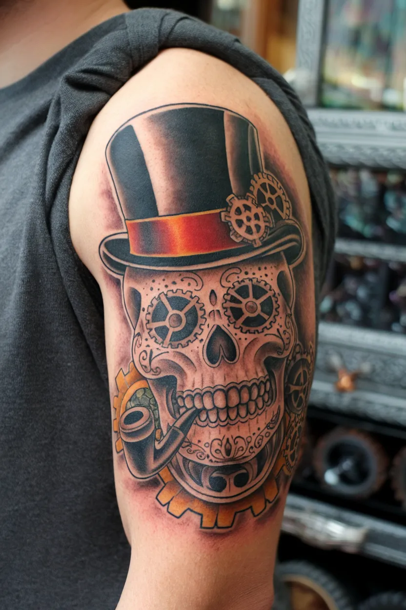 Steampunk-Inspired Sugar Skull
