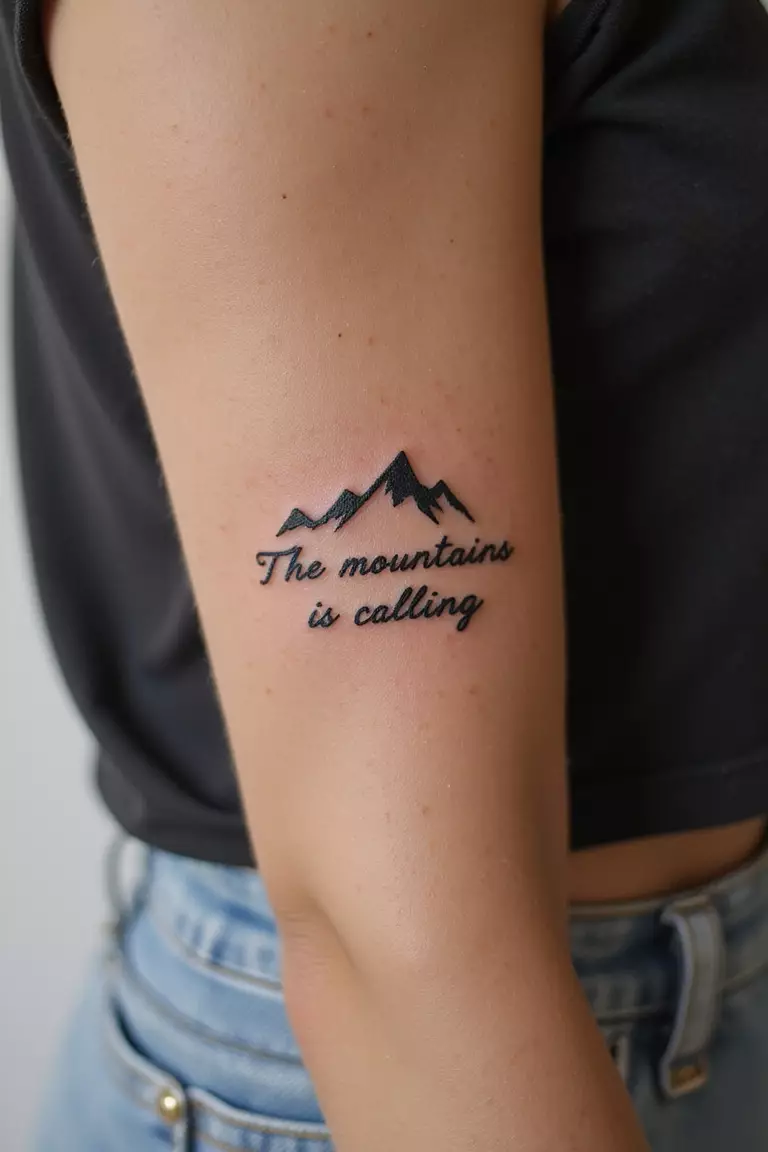 A close-up shot of a woman showing her black ink simple text quote 