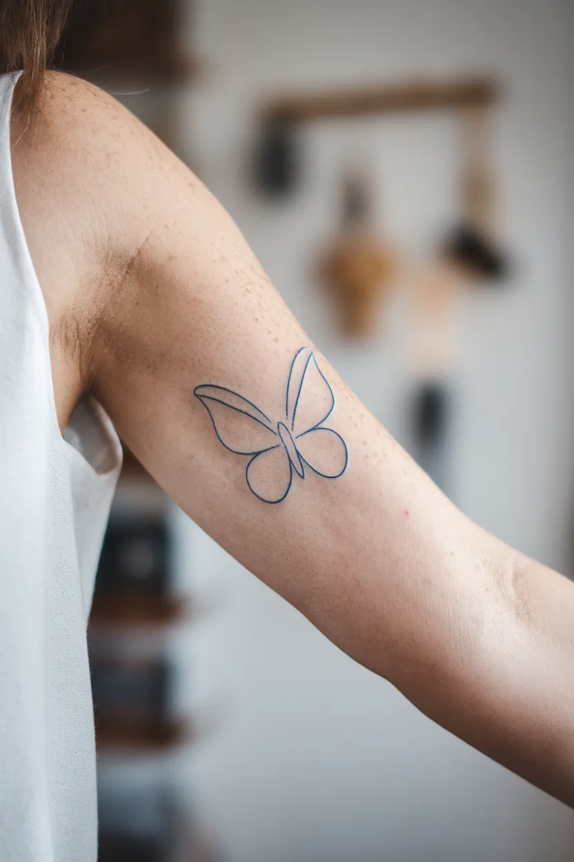 Minimalist Blue Butterfly Outline