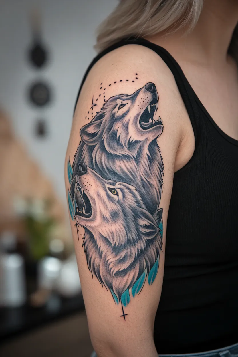 Gray Wolf Tattoo for Women