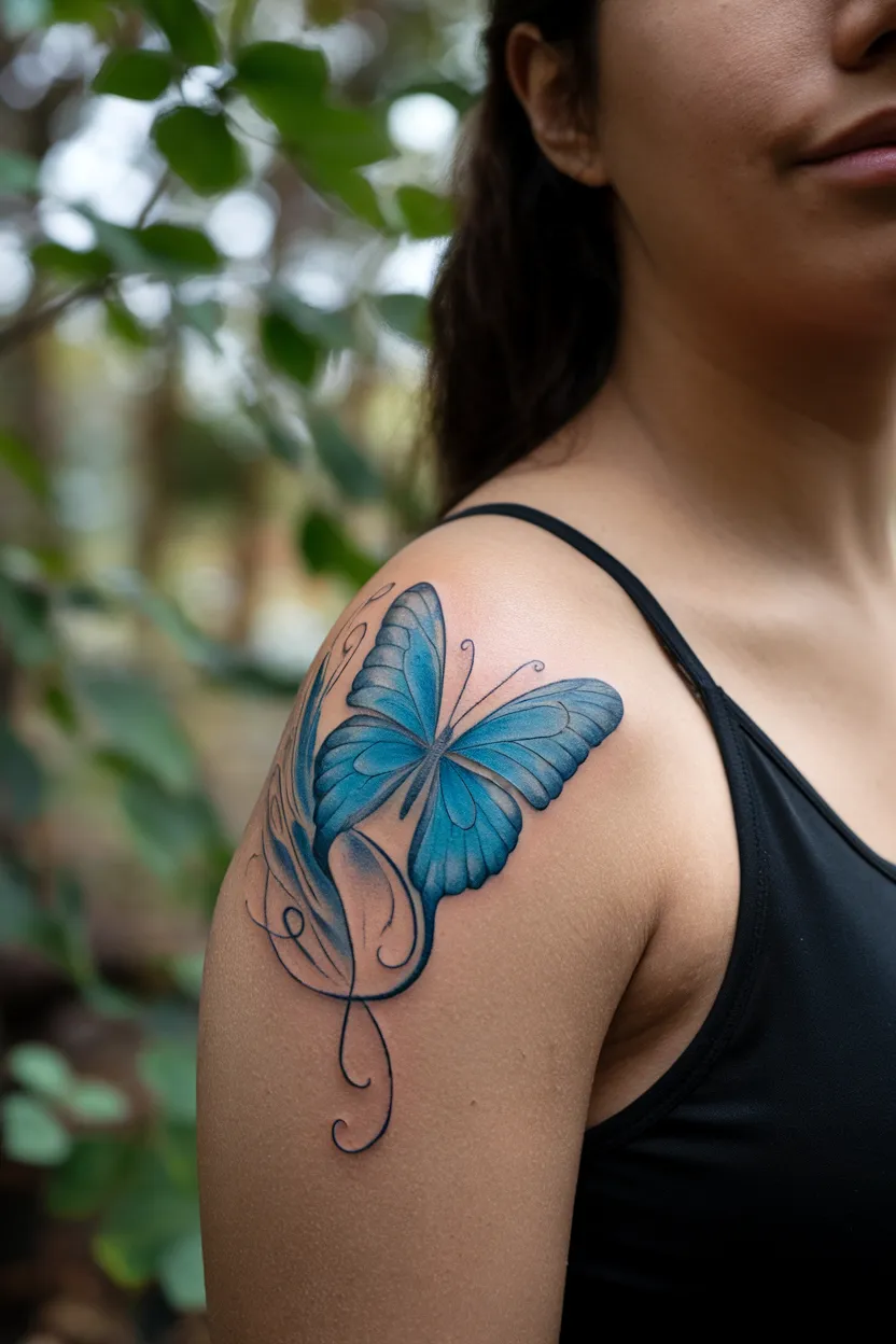 Abstract Blue Butterfly Design