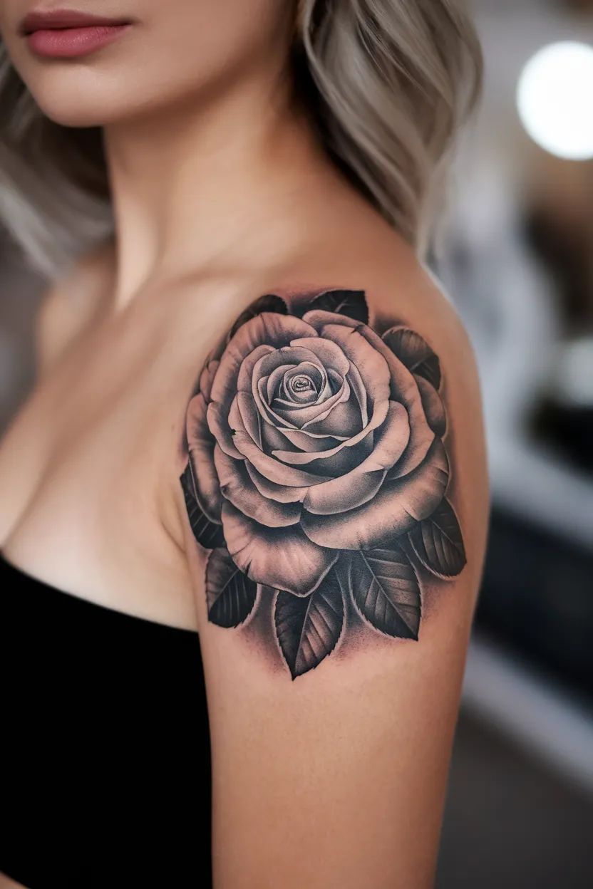 Black and Gray Realistic Rose