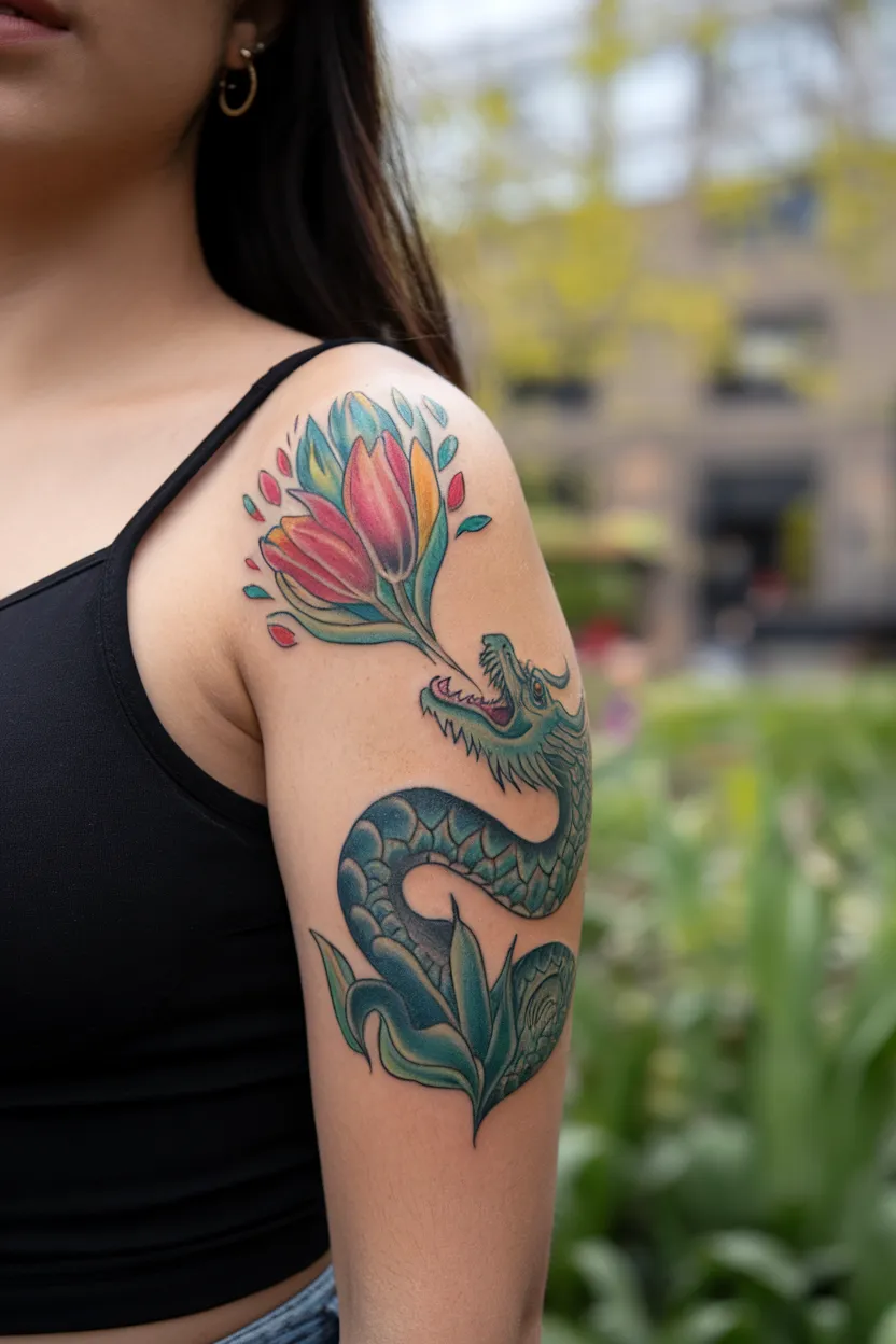 Tulip-Breathing Dragon Upper Arm Piece