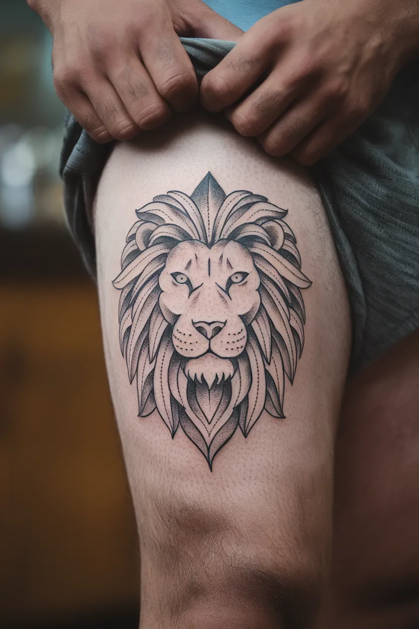 Simple Lion Tattoo 15