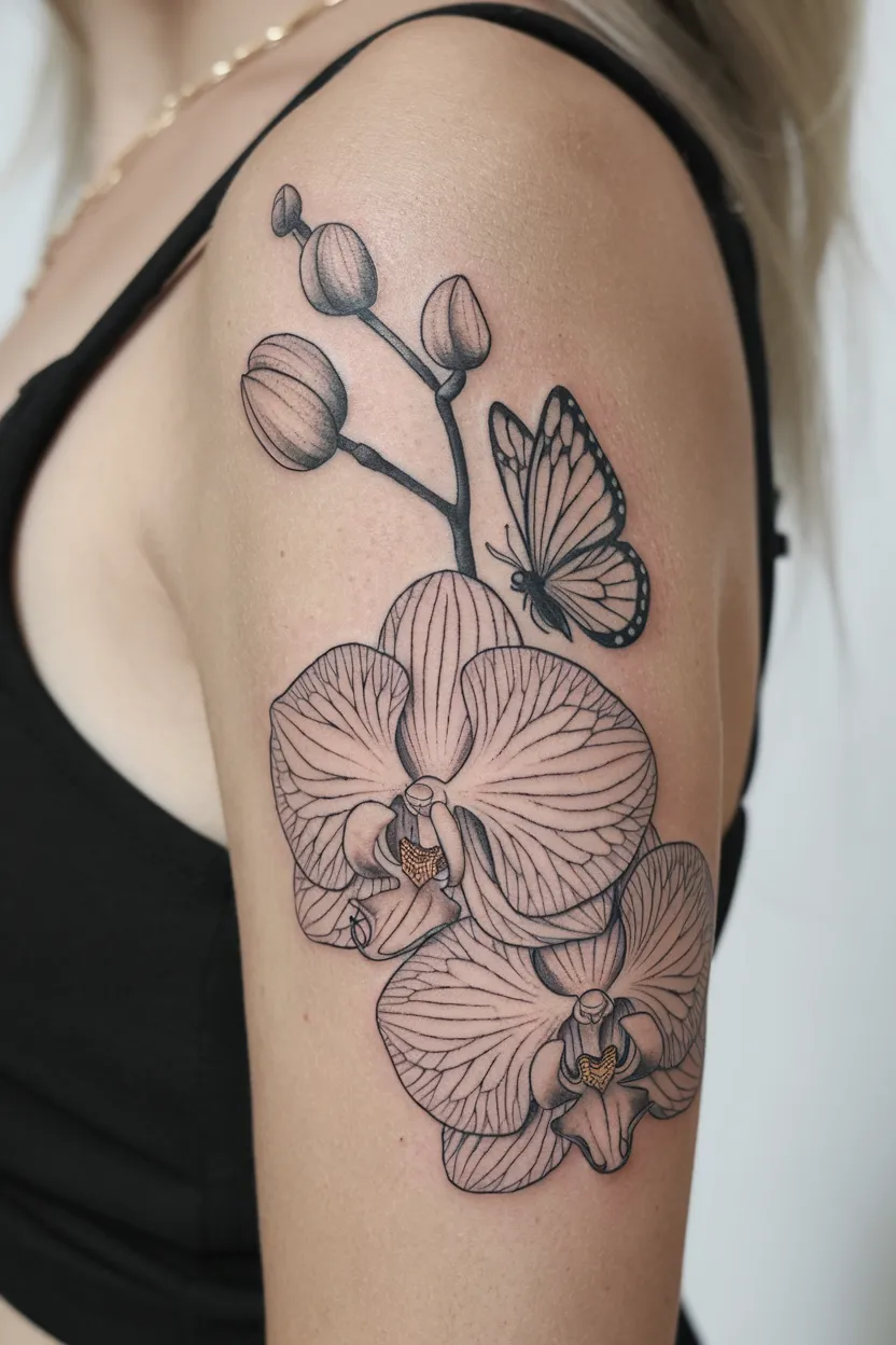 Orchid Flower and Butterfly