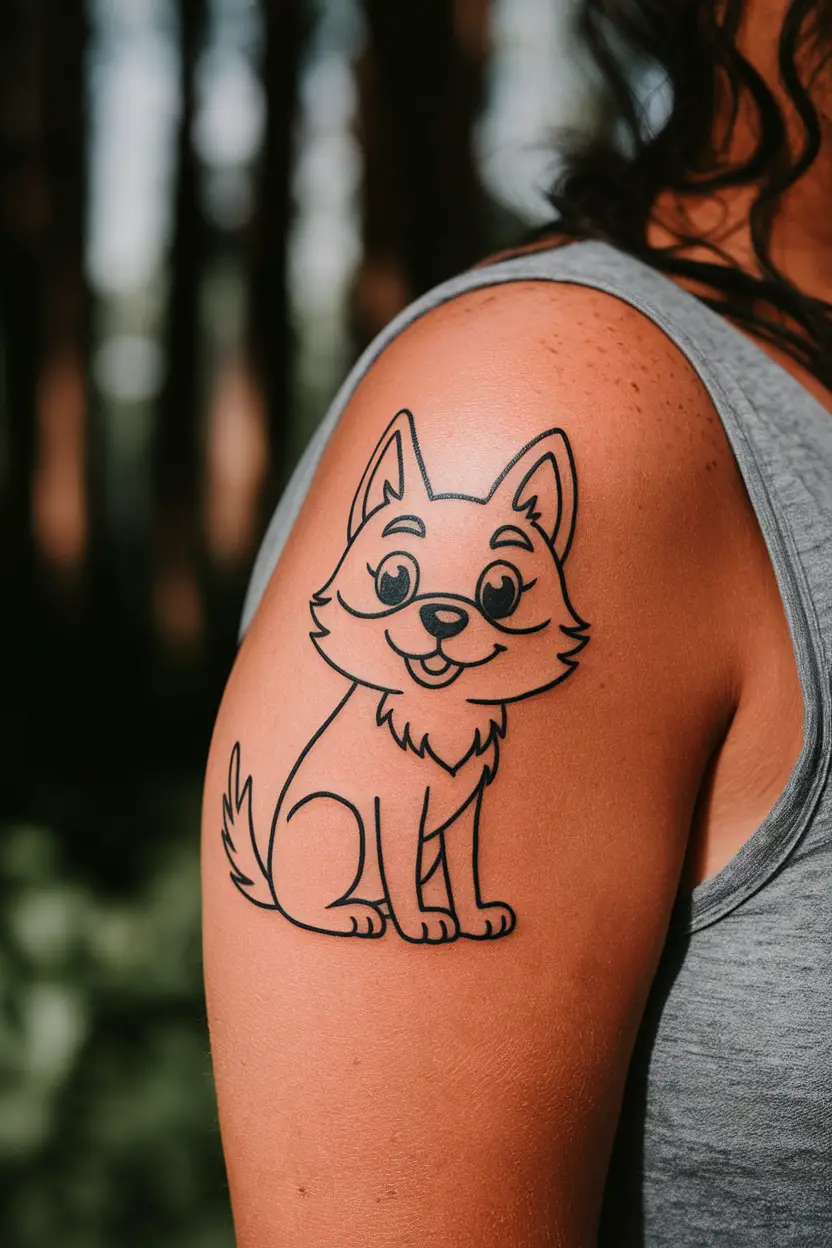 Cute Wolf Upper Arm Tattoo