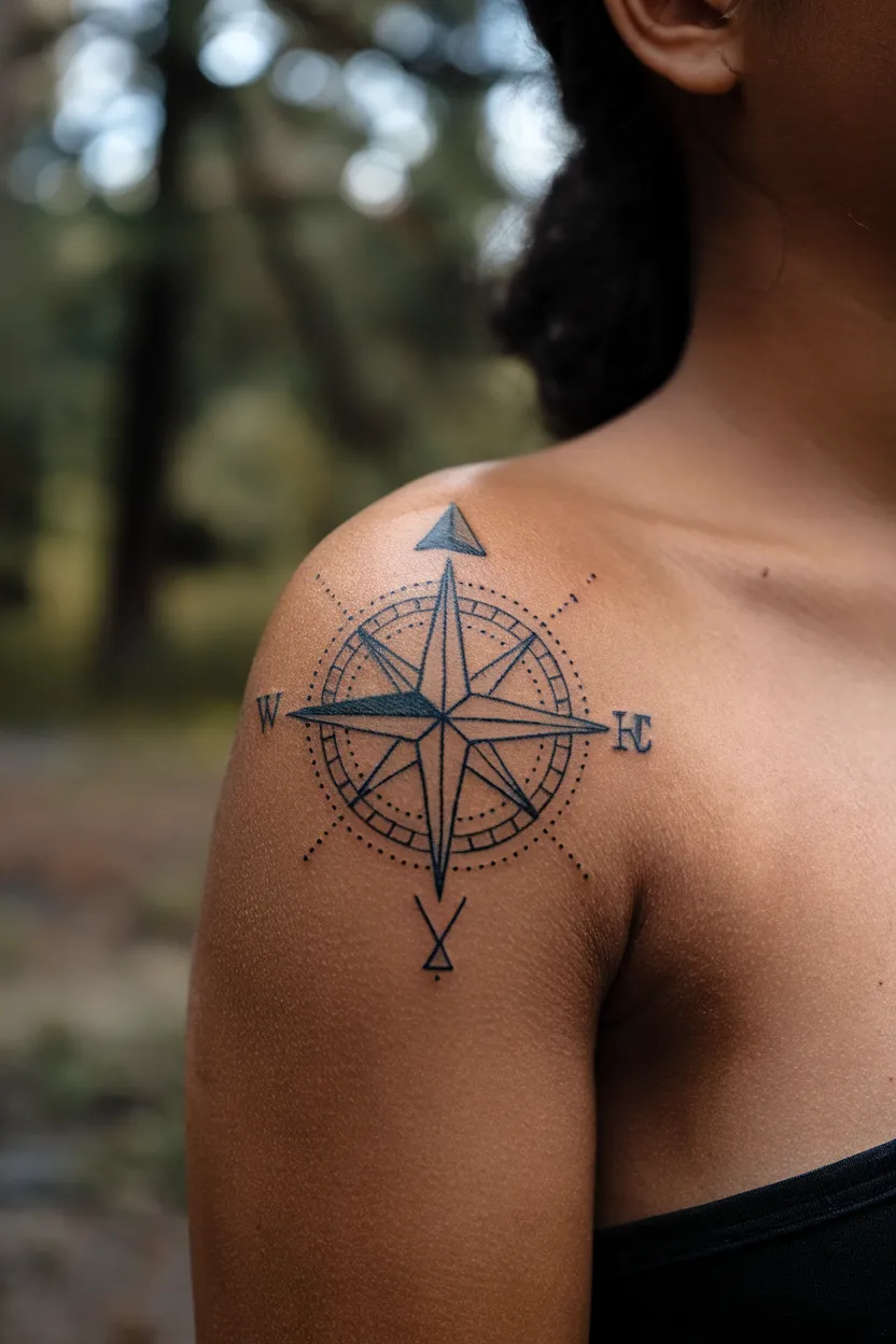 Geometric Compass Tattoo