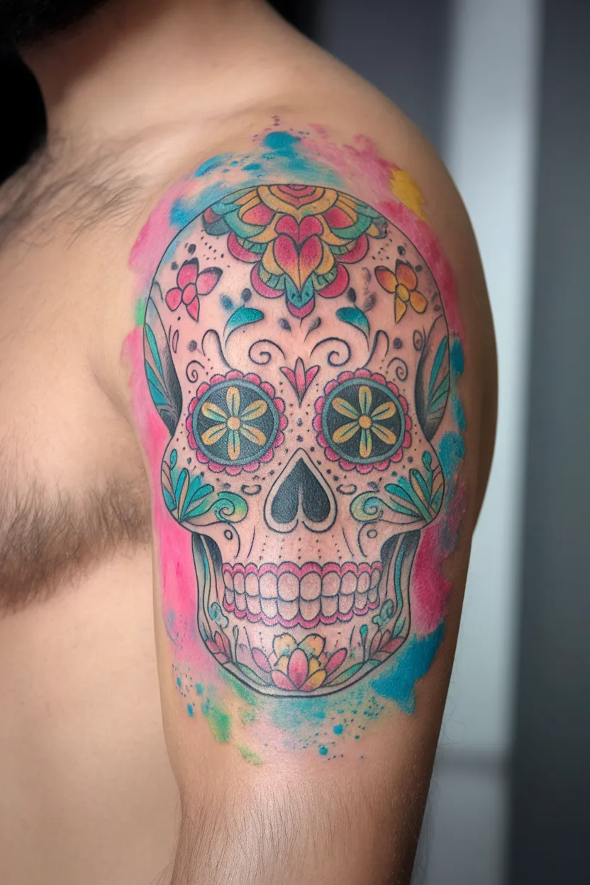 Watercolor Sugar Skull