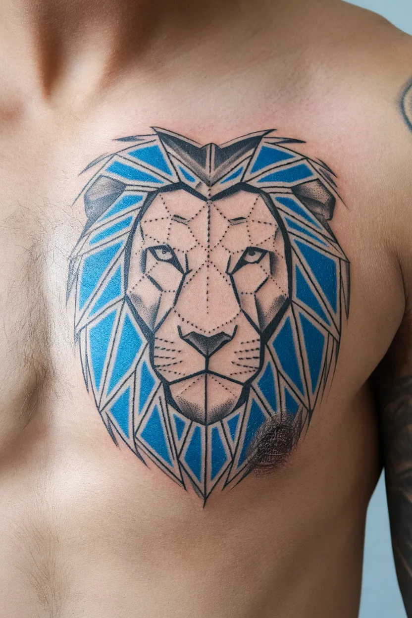Geometric Lion Tattoo Design