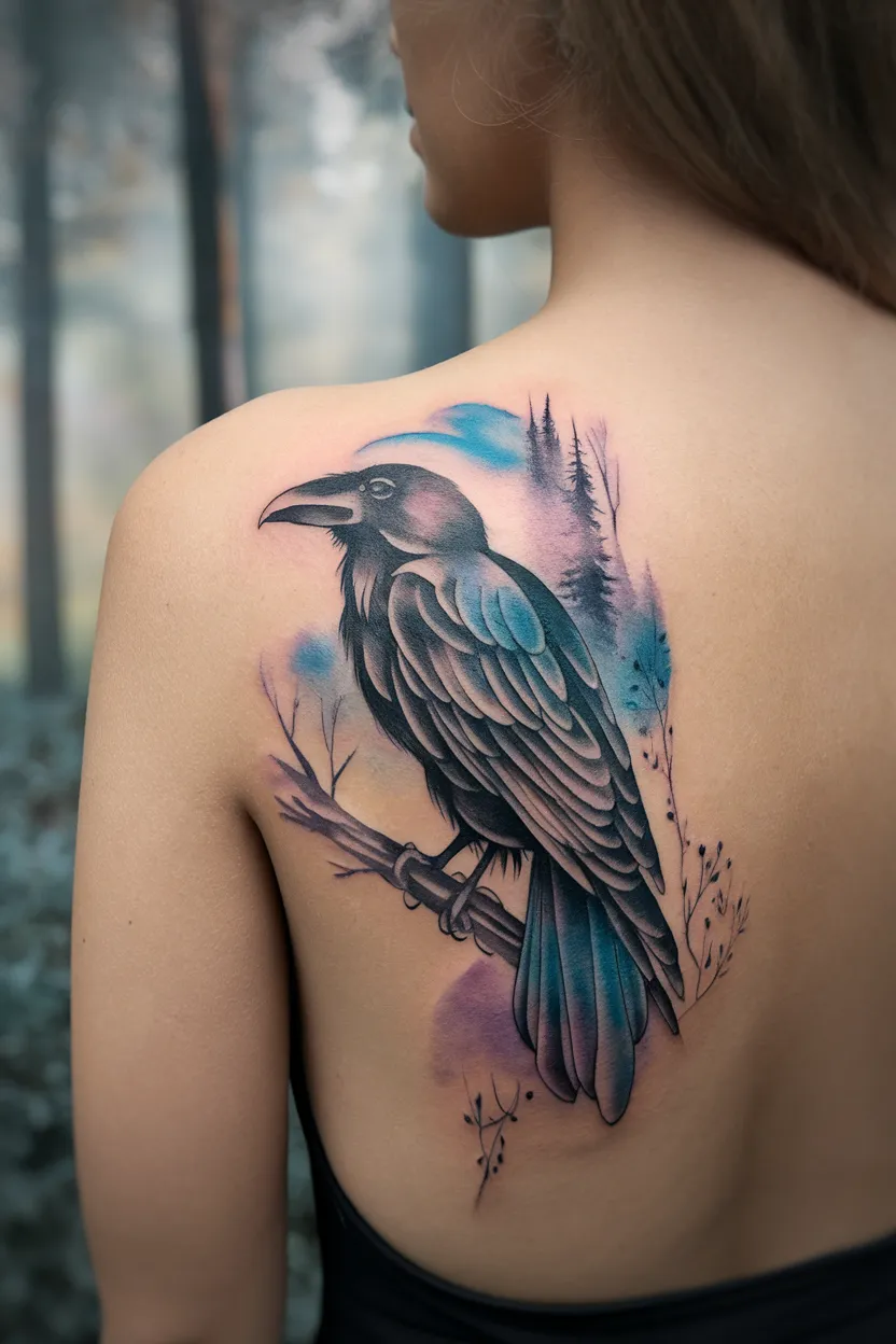 Watercolor Raven Design