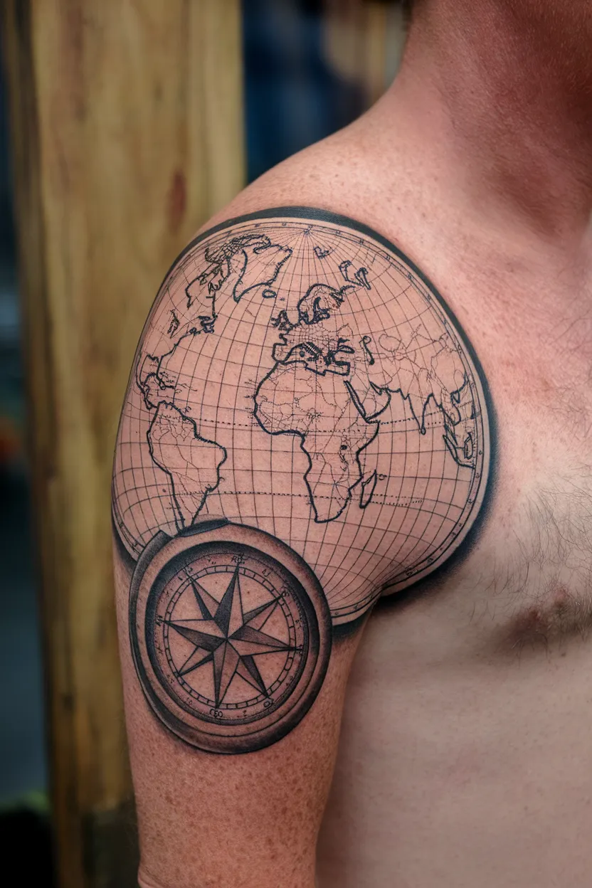 Map and Compass Tattoo 1