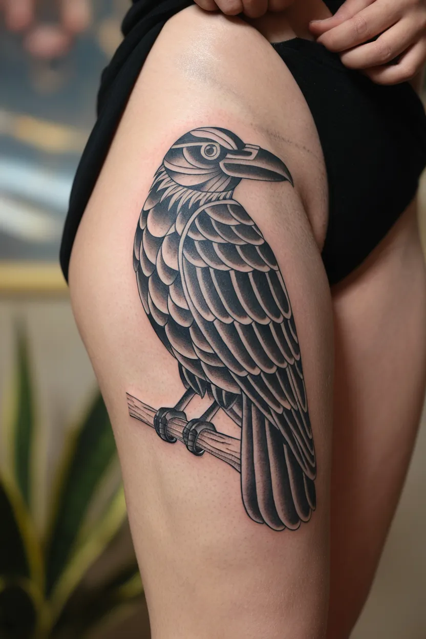 Stylized Raven With Bold Lines