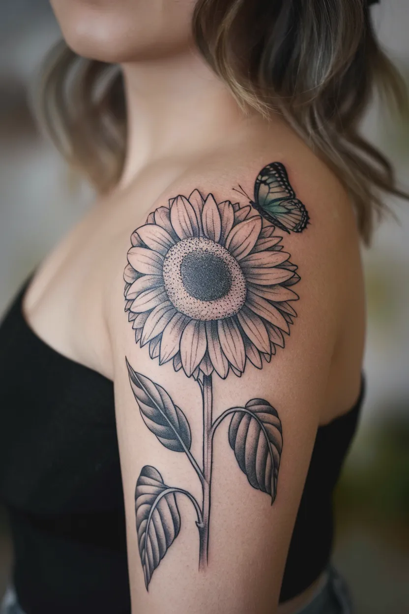 Sunflower With Butterfly