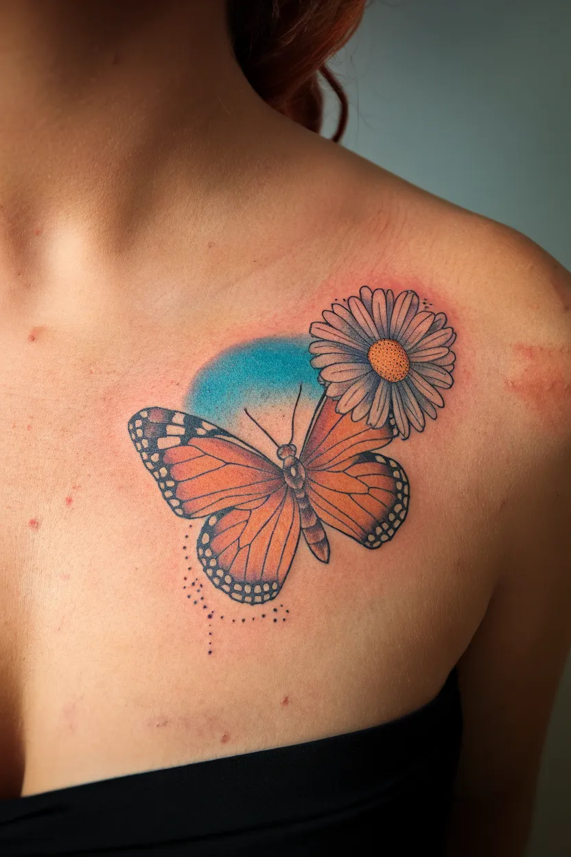 Butterfly With Daisies