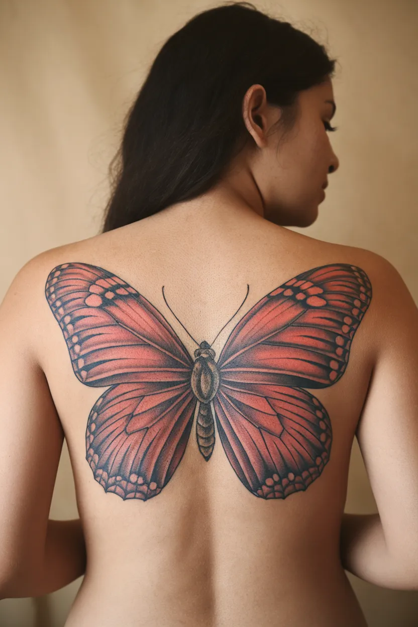 Large Red Butterfly on the Back