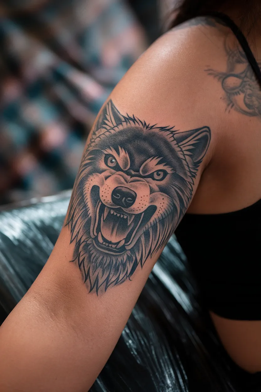 Angry Wolf Tattoo for Women