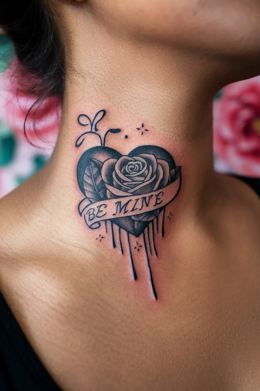 Heart Neck Tattoo