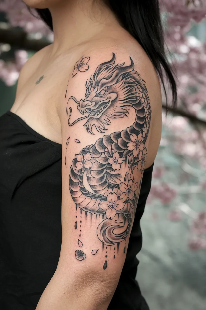 Sakura Dragon Half-Sleeve