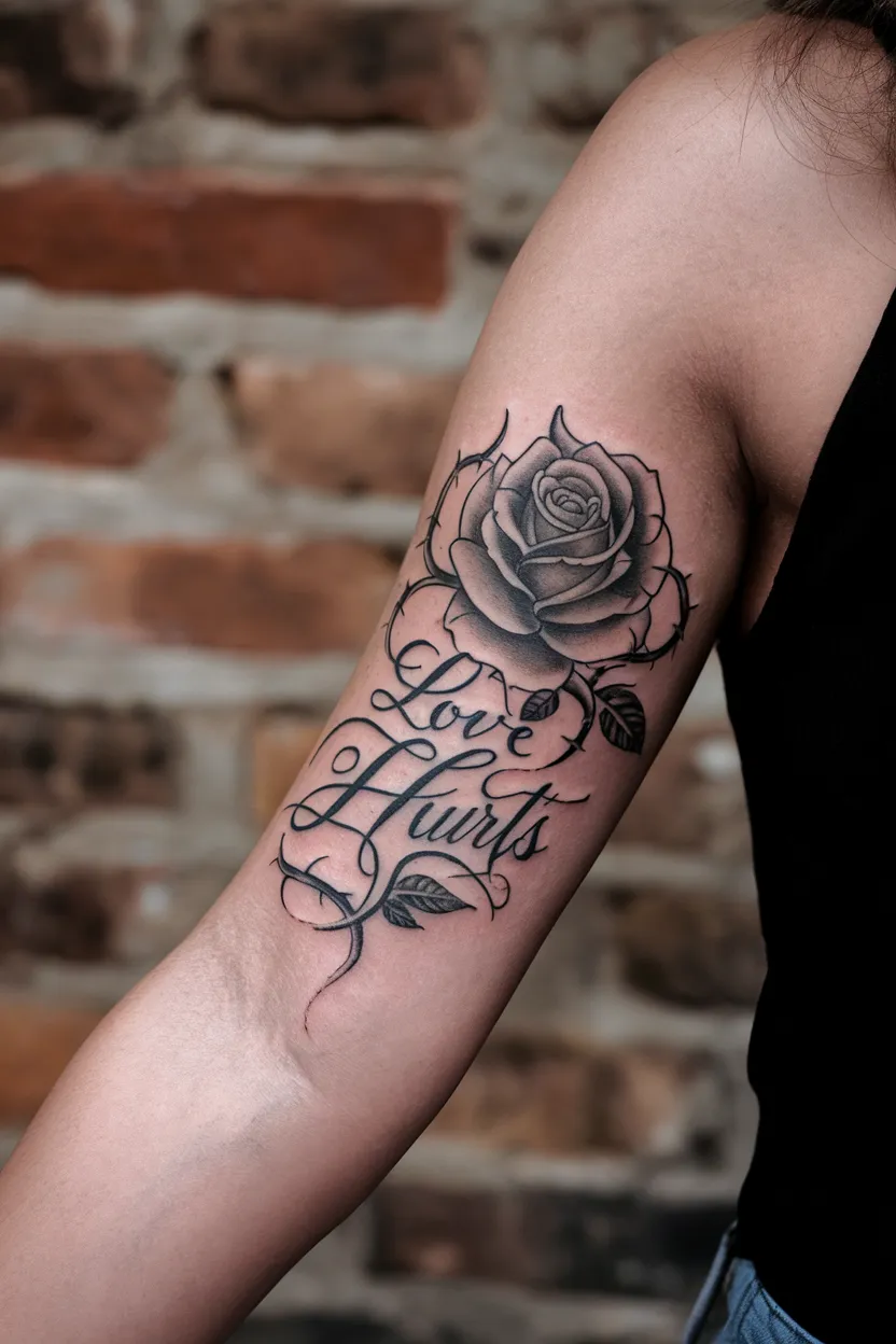 Rose Intertwined With Script or Quote