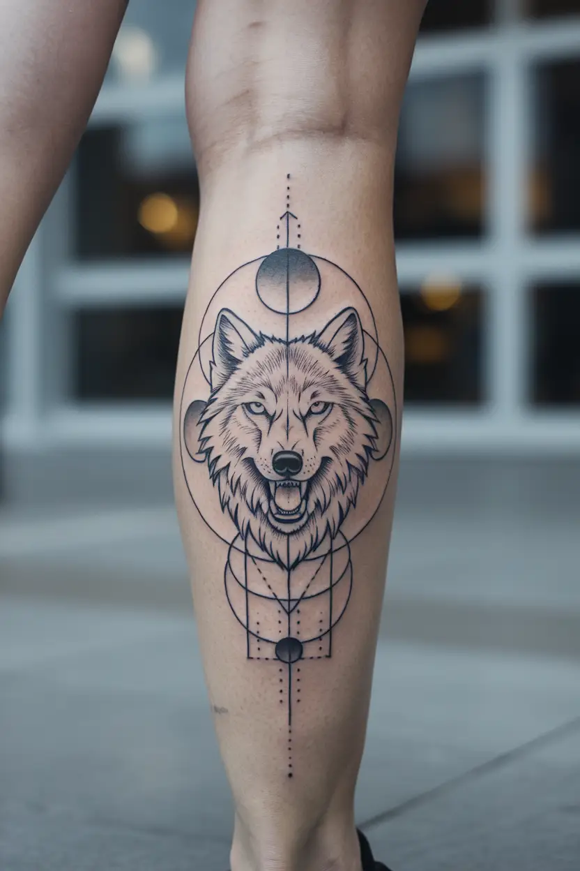 Symbolic Wolf Calf Tattoo